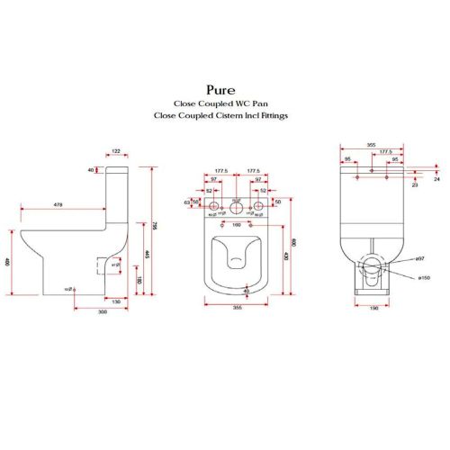 Kartell Pure Close Coupled Toilet with Soft Close Seat
