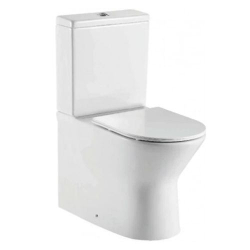 Middleton Rimless Flush To Wall Close Coupled Pan, Cistern And Fittings And Soft Close Seat