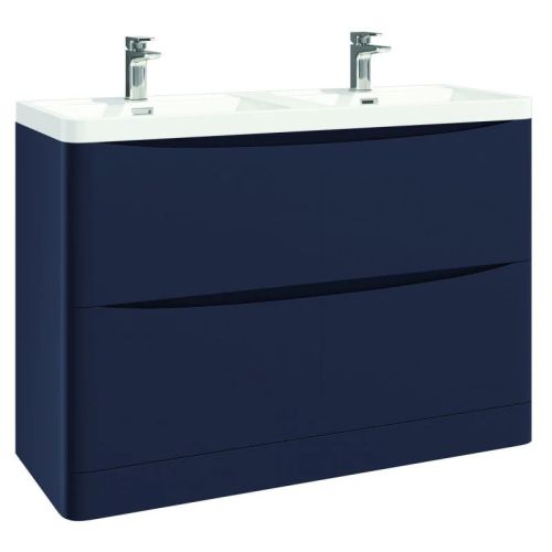 Bella 1200mm Vanity Unit And Double Basin Floor Standing Indigo Blue