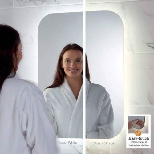 Aura LED Mirror 800 x 600mm with Shaving Socket and Demister Colour Changing