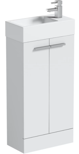 Clarity Compact white floorstanding vanity unit and basin 410mm